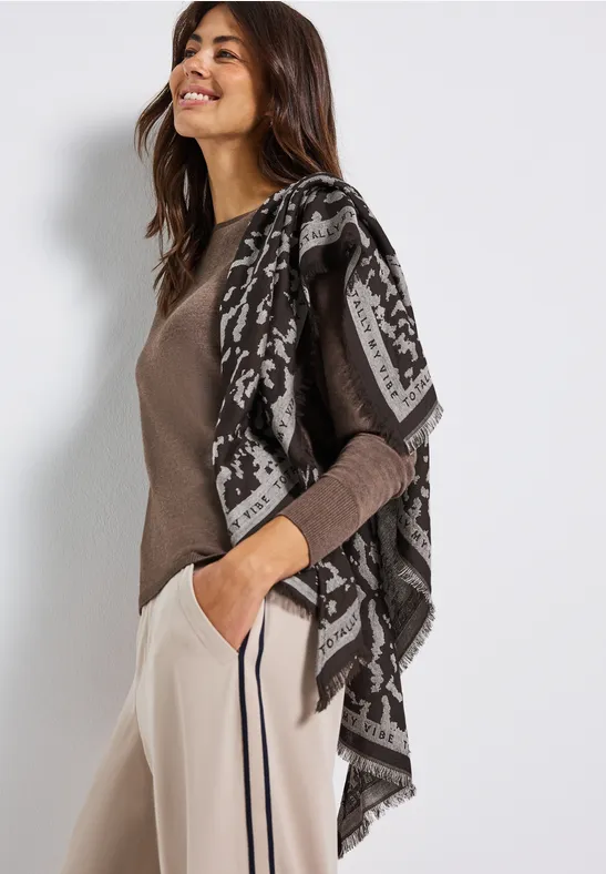 Foulard triangulaire jacquard deep roast brown