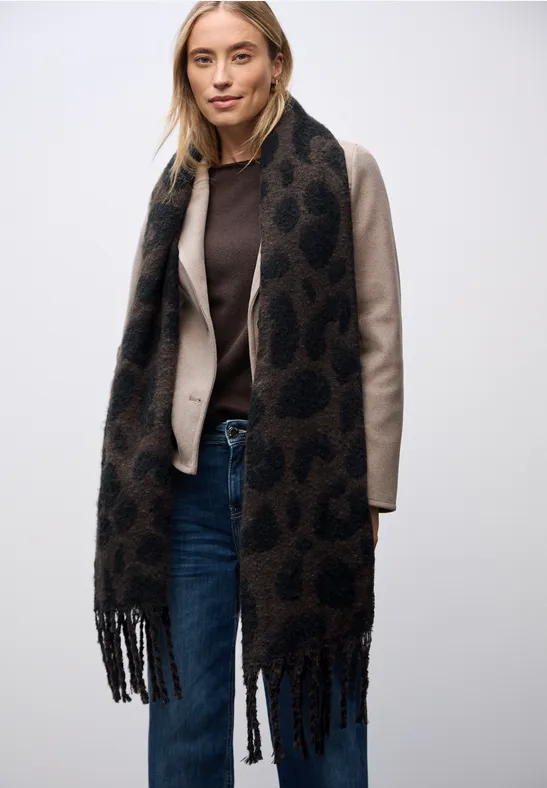Gezellige sjaal Leo darkest brown