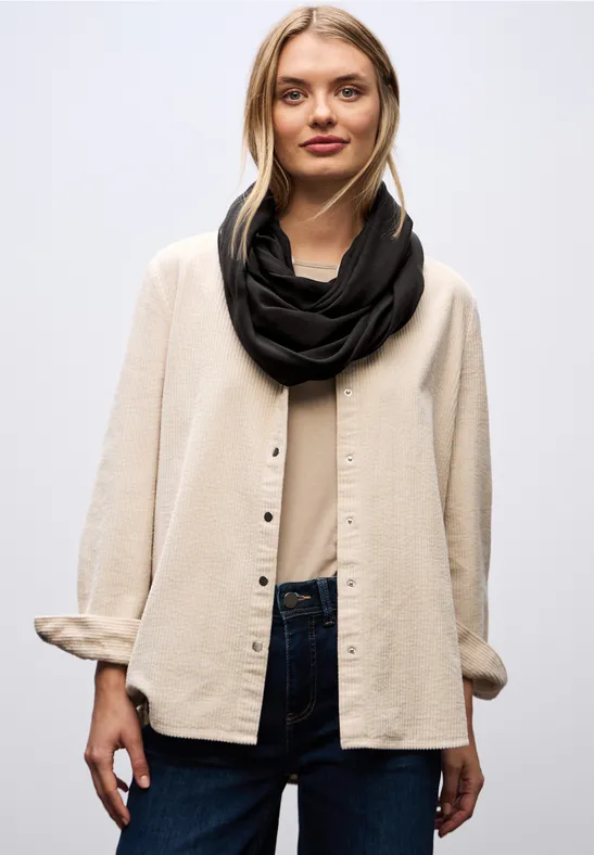 Sjaal met lus in effen kleur darkest brown