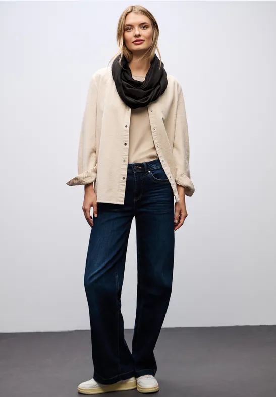 Sjaal met lus in effen kleur darkest brown
