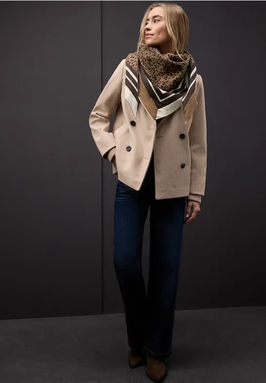 Foulard triangulaire avec motif léopard Cinnamon Brown