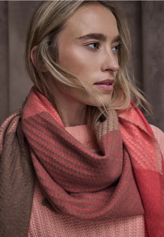 Madras Schal striking coral