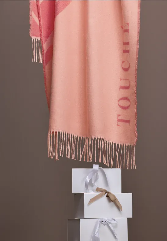 Cosy Jacquard Schal light apricot