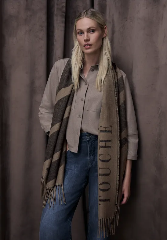 Cosy jacquard sjaal light terra mocha