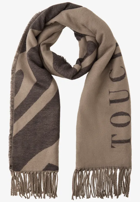 Cosy jacquard sjaal light terra mocha