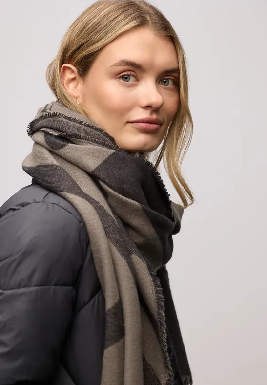 Cosy jacquard sjaal light terra mocha