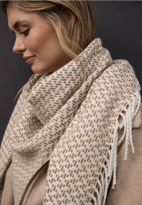 Gemustertes Dreieckstuch light terra mocha