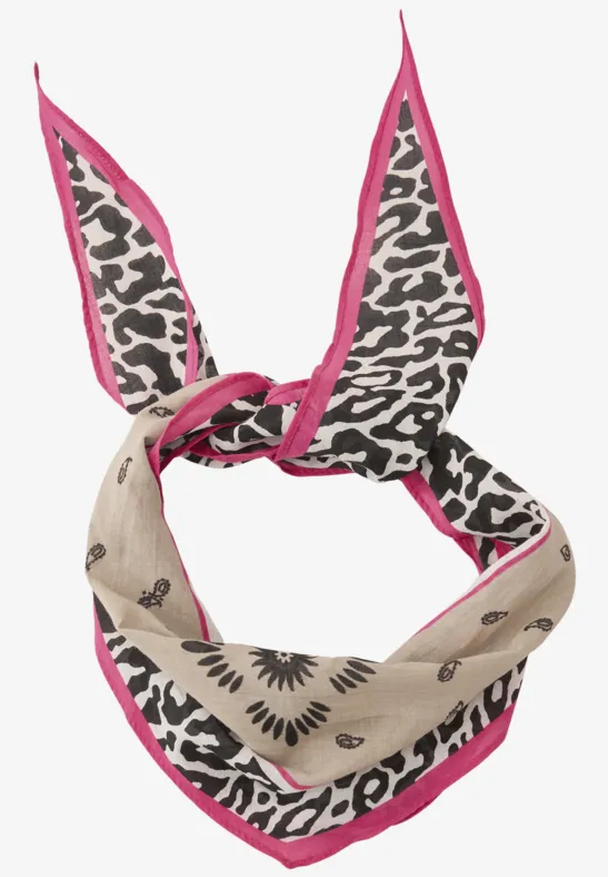 Ruitvormige bandana met patroonmix timeless beige