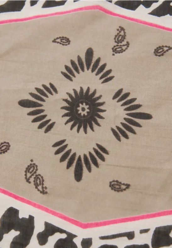Ruitvormige bandana met patroonmix timeless beige