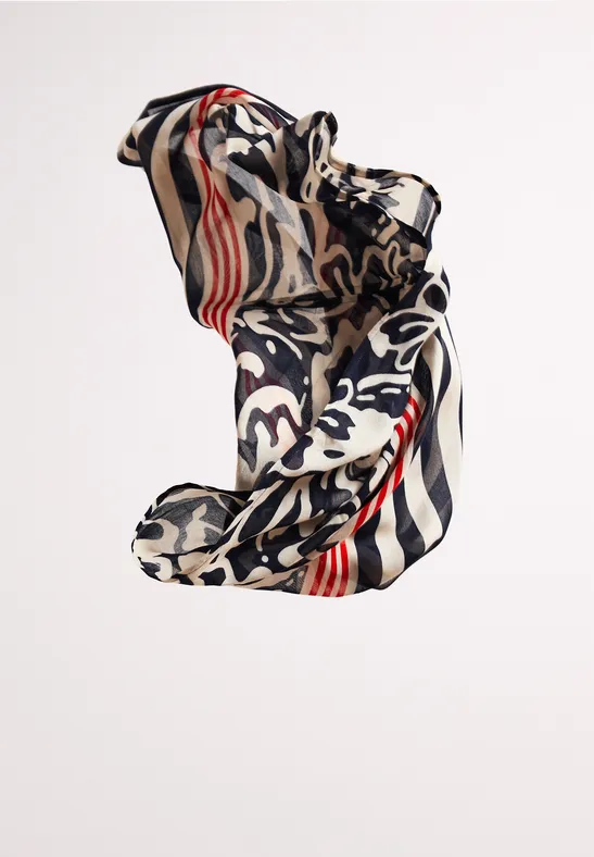 Modal lussjaal met print shadowed navy