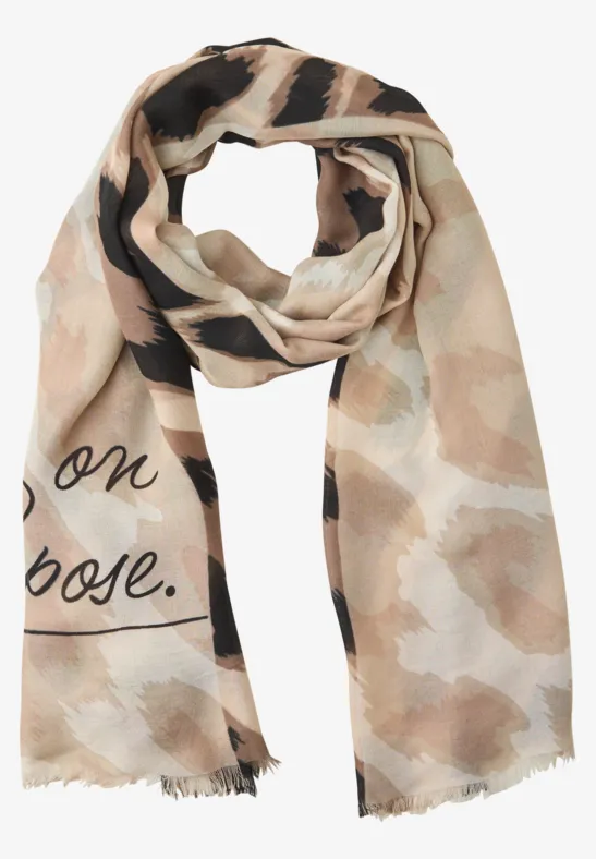 Lange sjaal met leopatroon timeless beige