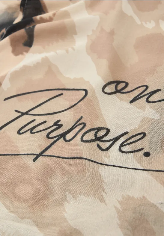 Lange sjaal met leopatroon timeless beige