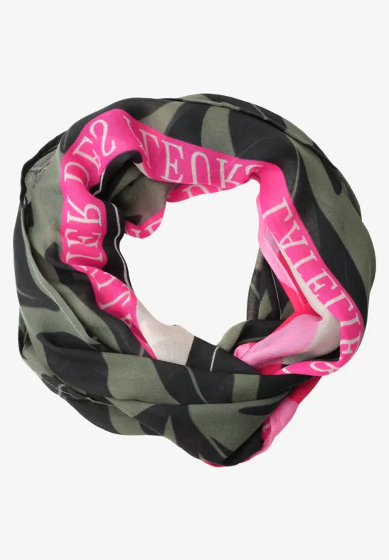 Sjaal met lus en bladmotief deep bound green