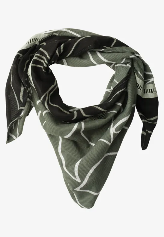 Foulard triangulaire avec impression de feuilles bound green