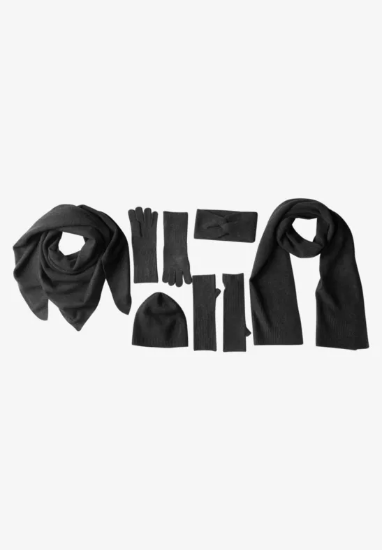 Fijngebreide muts in effen kleur anthracite melange