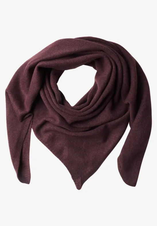 Fijn gebreide driehoekige sjaal in effen kleur rustic rouge mel.