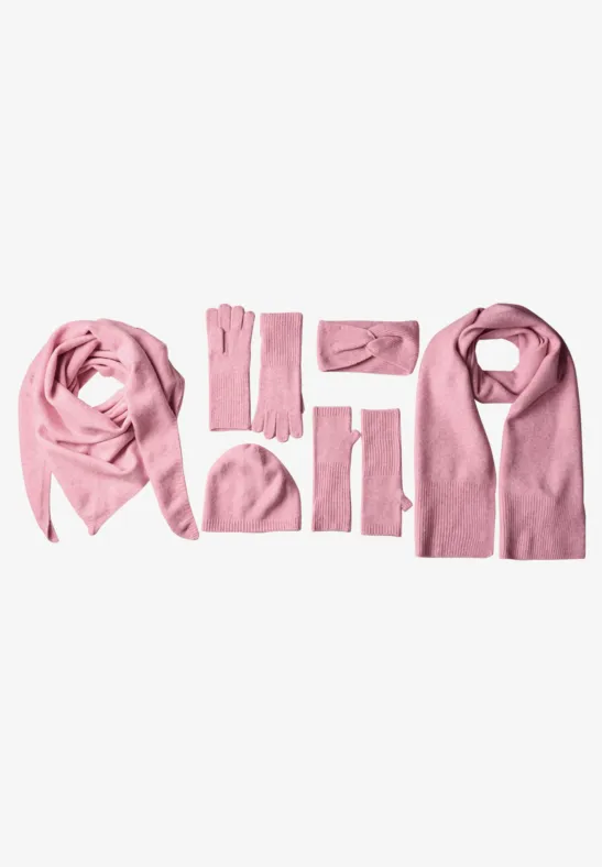 Fijngebreide armwarmers in effen kleur vintage blush mel.