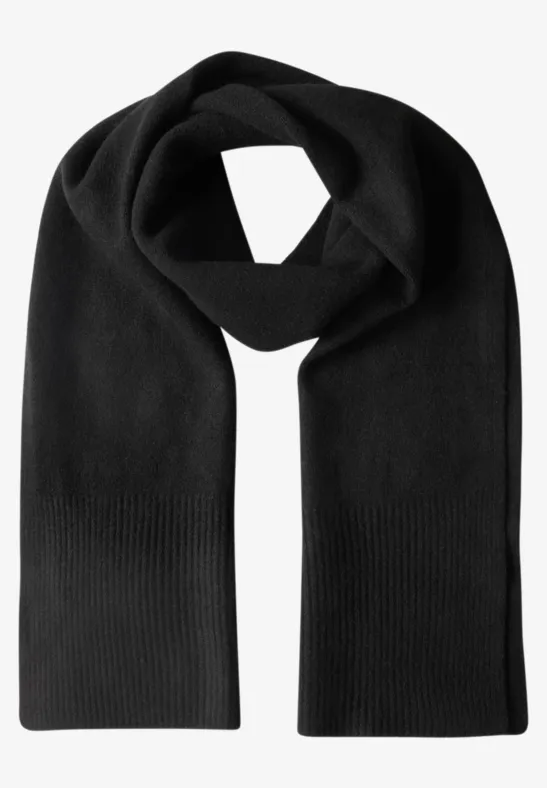 Lange, fijngebreide sjaal in effen kleur Black
