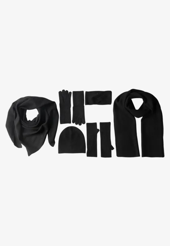 Lange, fijngebreide sjaal in effen kleur Black