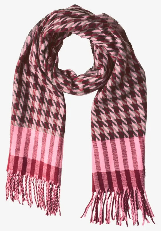 Sjaal met pied-de-poule patroon vintage red