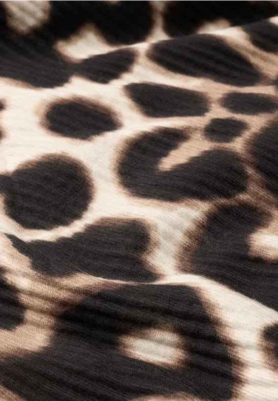 Sjaal met plooien en luipaardprint smooth stone sand