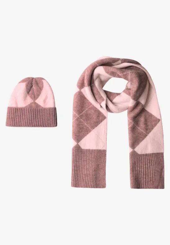 Muts met argylepatroon vintage blush mel.