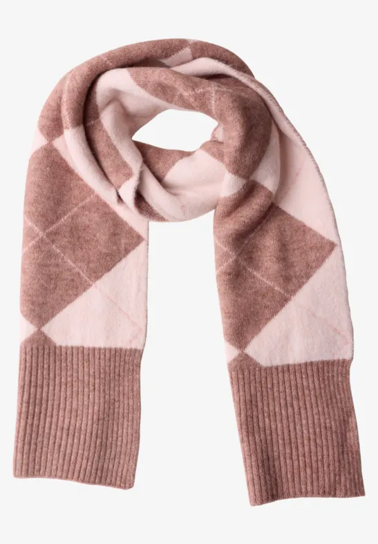 Lange sjaal met argyle-patroon vintage blush mel.