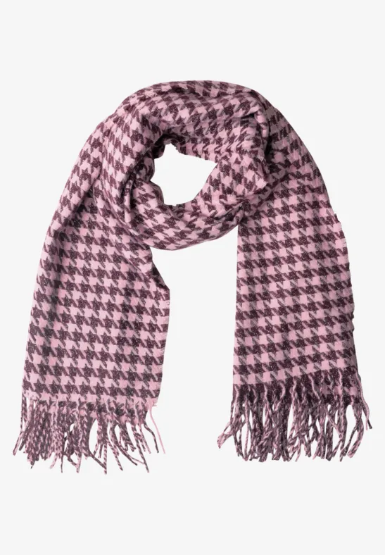 Sjaal met houndstooth-patroon en glitters rustic rouge