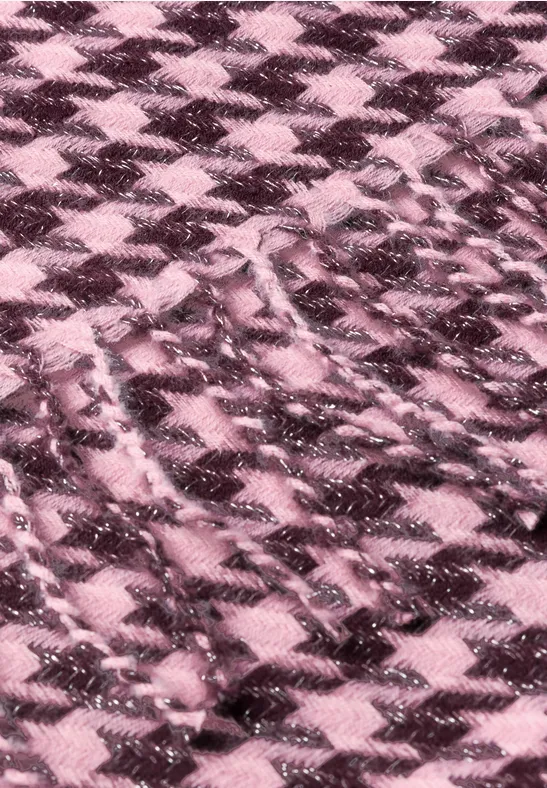Sjaal met houndstooth-patroon en glitters rustic rouge