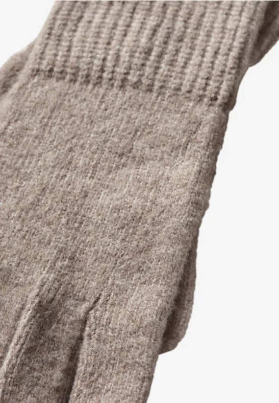 Fijngebreide handschoenen in effen kleur Sandy Mocca Mel.