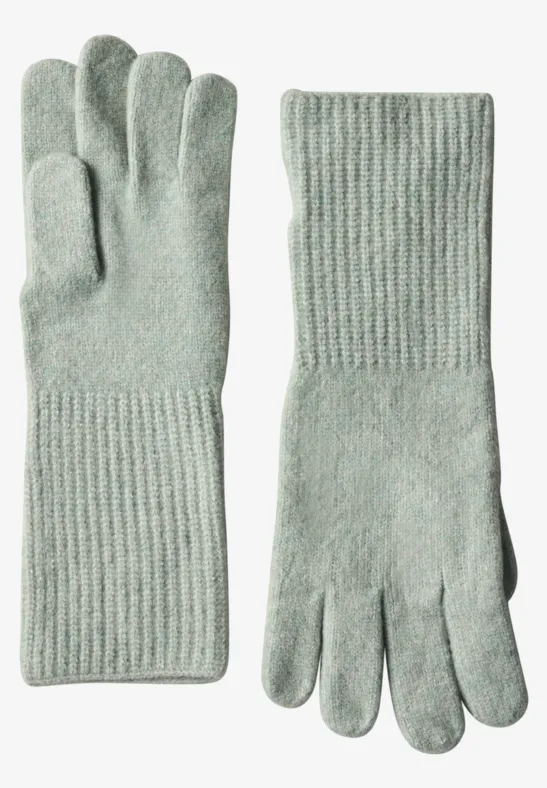 Fijngebreide handschoenen eucalyptus green mel.