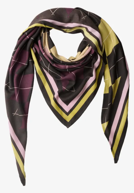 Driehoekige sjaal met argyle-patroon multicolor
