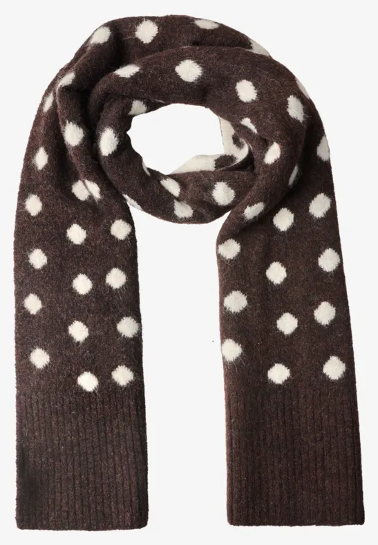 Lange sjaal met stippenpatroon berry plum mel.