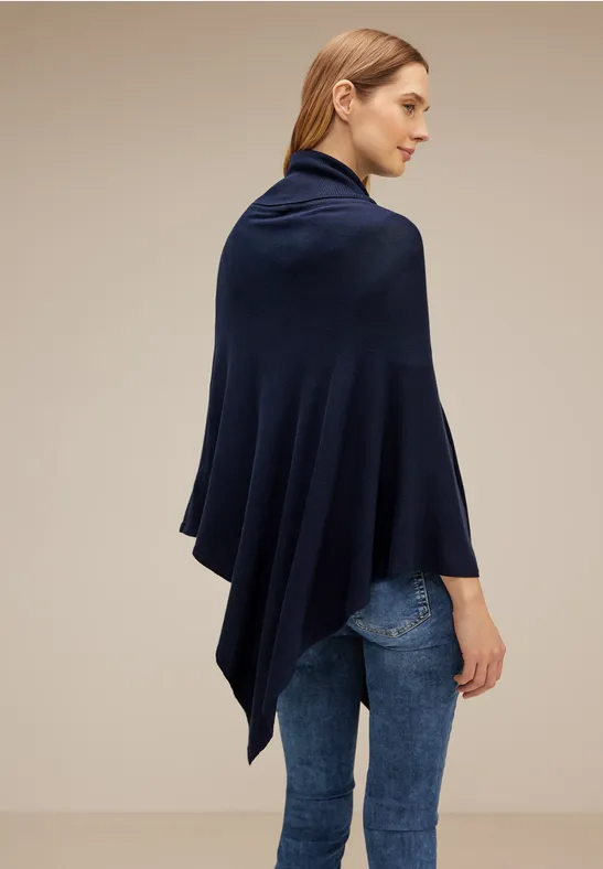 Strickponcho mit Rollkragen deep blue