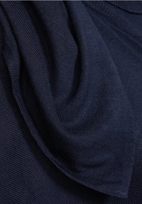 Strickponcho mit Rollkragen deep blue