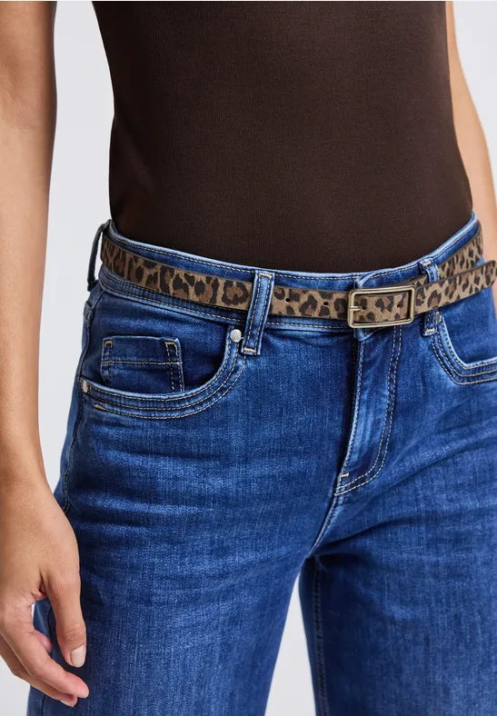 Ceinture étroite en cuir Léo strong camel