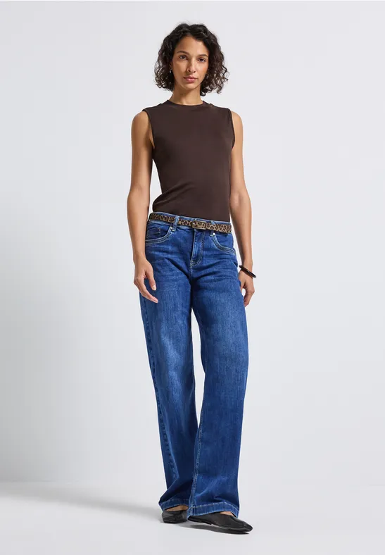 Ceinture étroite en cuir Léo strong camel