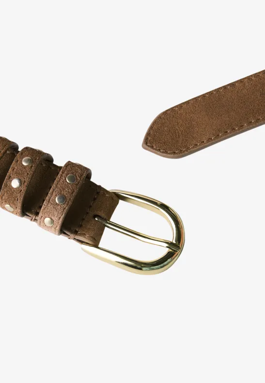 Velorus riem met klinknagels cognac