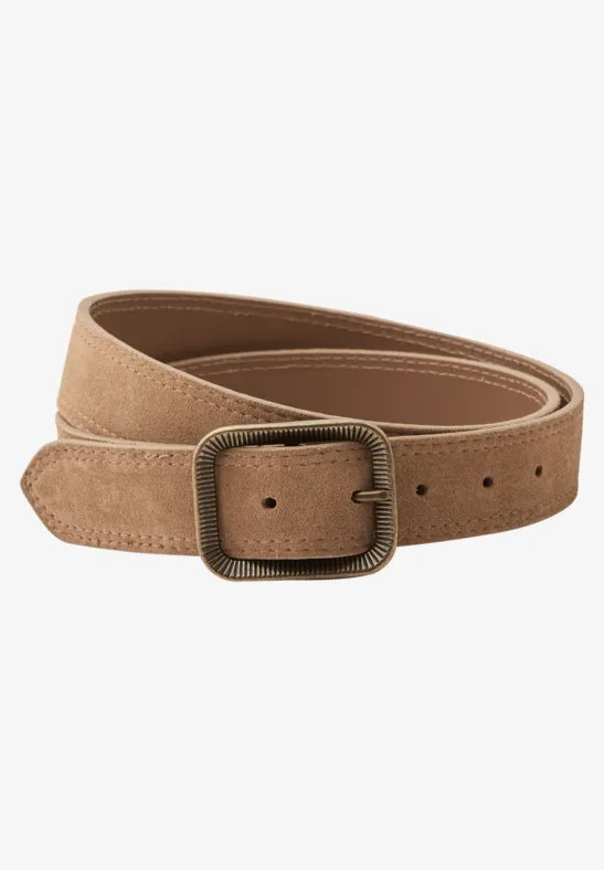 Gürtel aus Velours im Boho-Look cognac