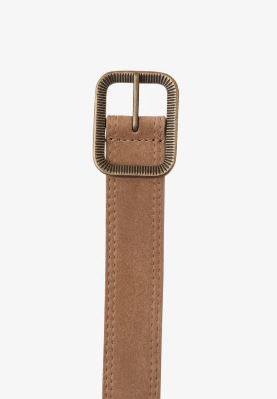 Gürtel aus Velours im Boho-Look cognac