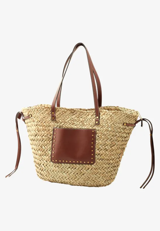 Geweven mand-look tas soft sand