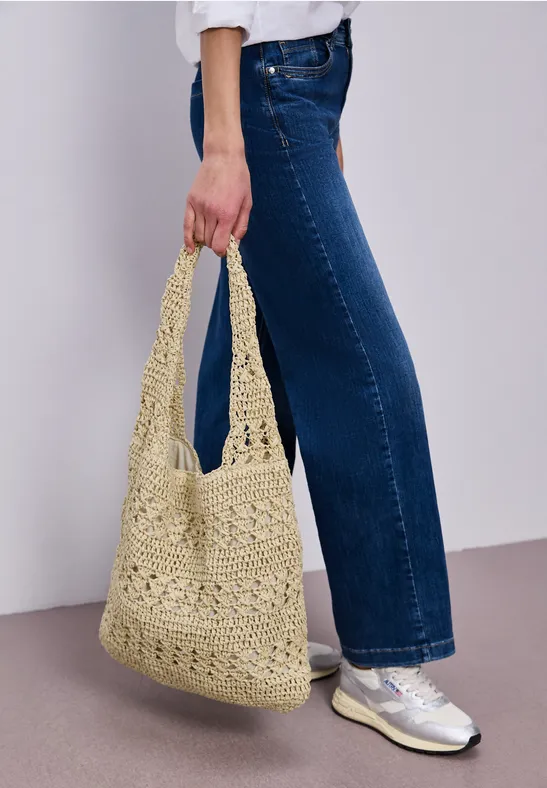 Tas met macramalook moonstone sand