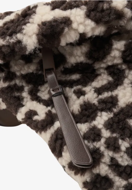 Sac à bandoulière en peluche avec motif léopard auburn brown