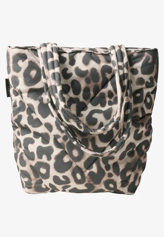 Gevoerde shopper met luipaardprint multicolor