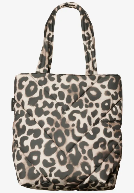 Gevoerde shopper met luipaardprint multicolor