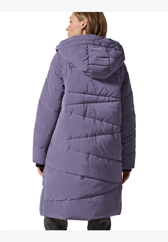 Gewatteerde jas met textuur stormy violet