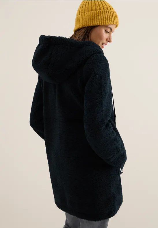 Teddy Mantel mit Kapuze dark navy blue