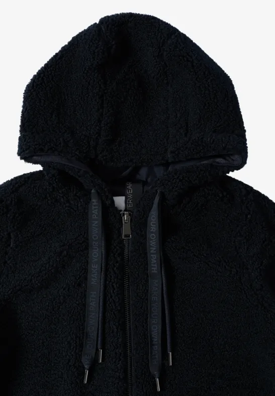 Teddy Mantel mit Kapuze dark navy blue