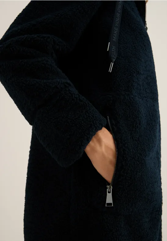 Teddy Mantel mit Kapuze dark navy blue