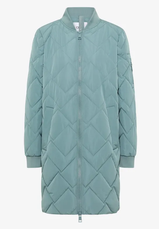 Lange gewatteerde blouson ice hill green